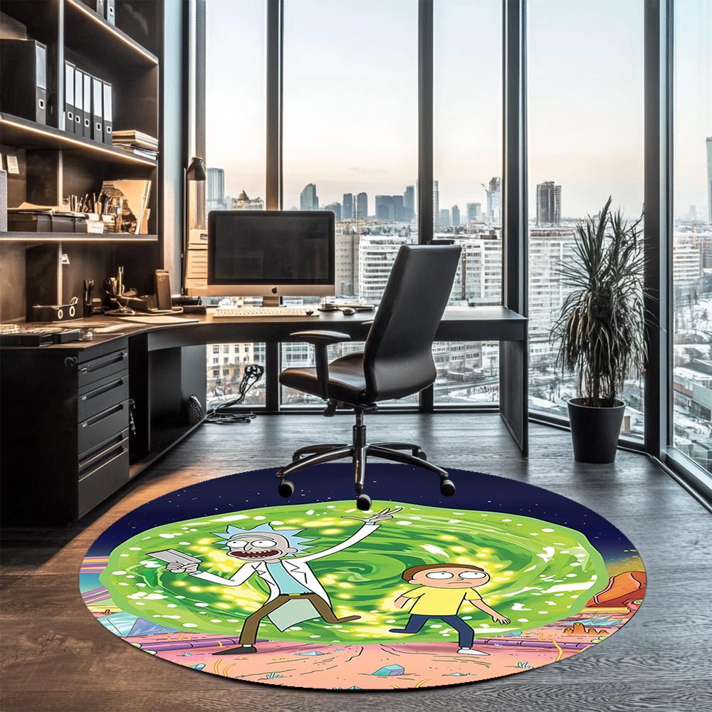 Rick and Morty Printed Round Rug Carpet Chair Rug Area Rug Entryway Doormats,for Office Chair Living Room Bedroom Kitchen Room.