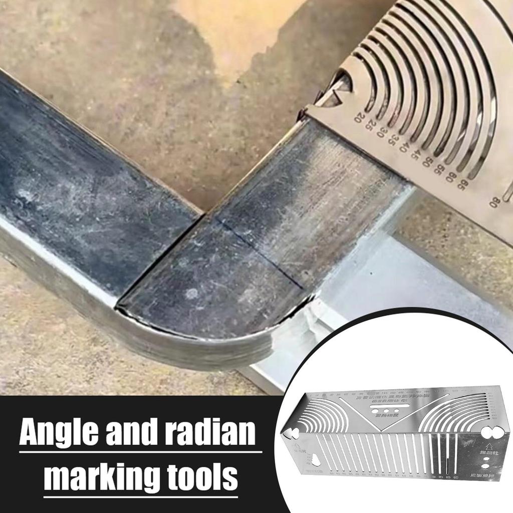 Arc Angle Marking Ruler Multifunctional Square Tube Rounded Corner Drawing Ruler 90 Degree Folding Ruler Line Drawing Tool