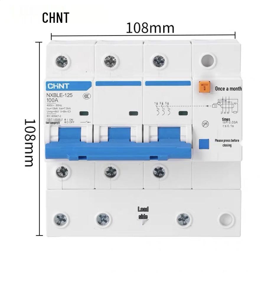 Chint 2P MCB Circuit Breaker with Air Switch, 220V RCD, 32A/63A, for Three-Phase Household Electrical Protection