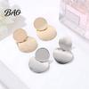 Thin Metal Sheet Earrings Chunky Circle Dangle Earrings, Geometric Stud Double Scratch Resistant Round Disc Large Jewelry for Women Elegant Simple