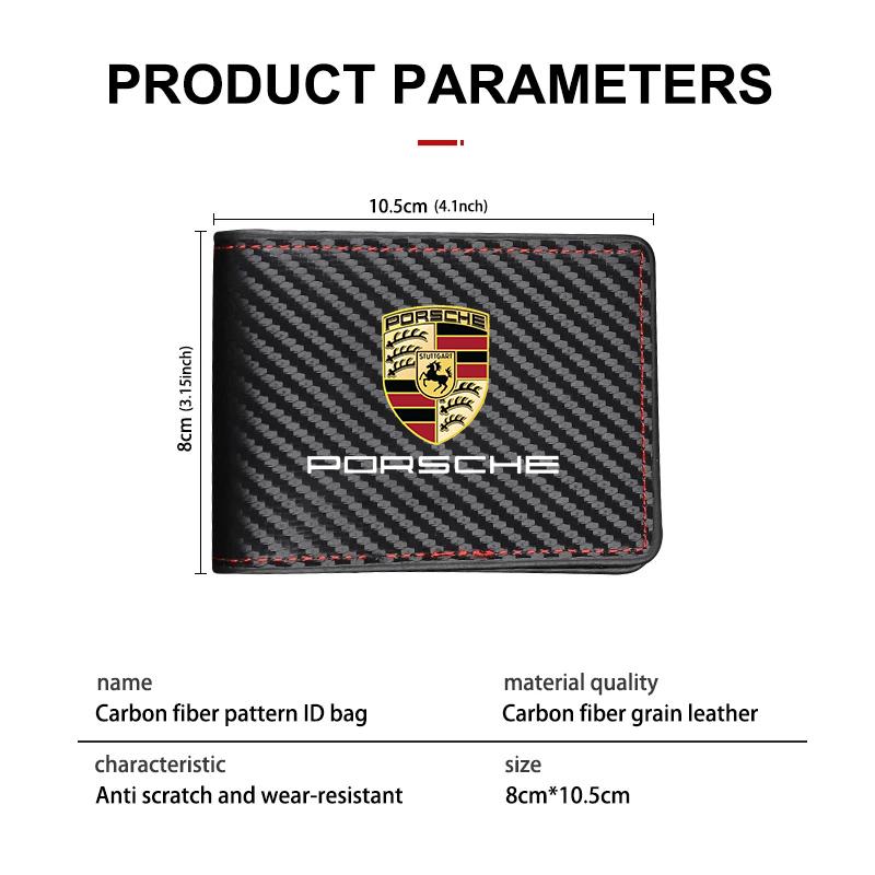 Car Carbon Fiber Driver Holder License ID Card Bag For Porsche Cayenne Panamera Macan 911 718 Taycan Boxster Cayman 918 Pajun