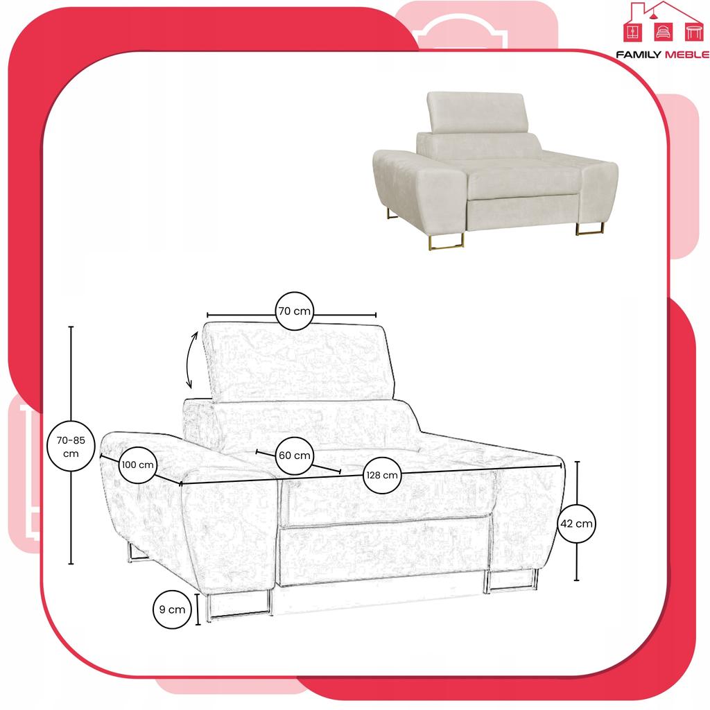 Bosso Lounge Chair Family Furniture Beige Velvet Recliner Headrest