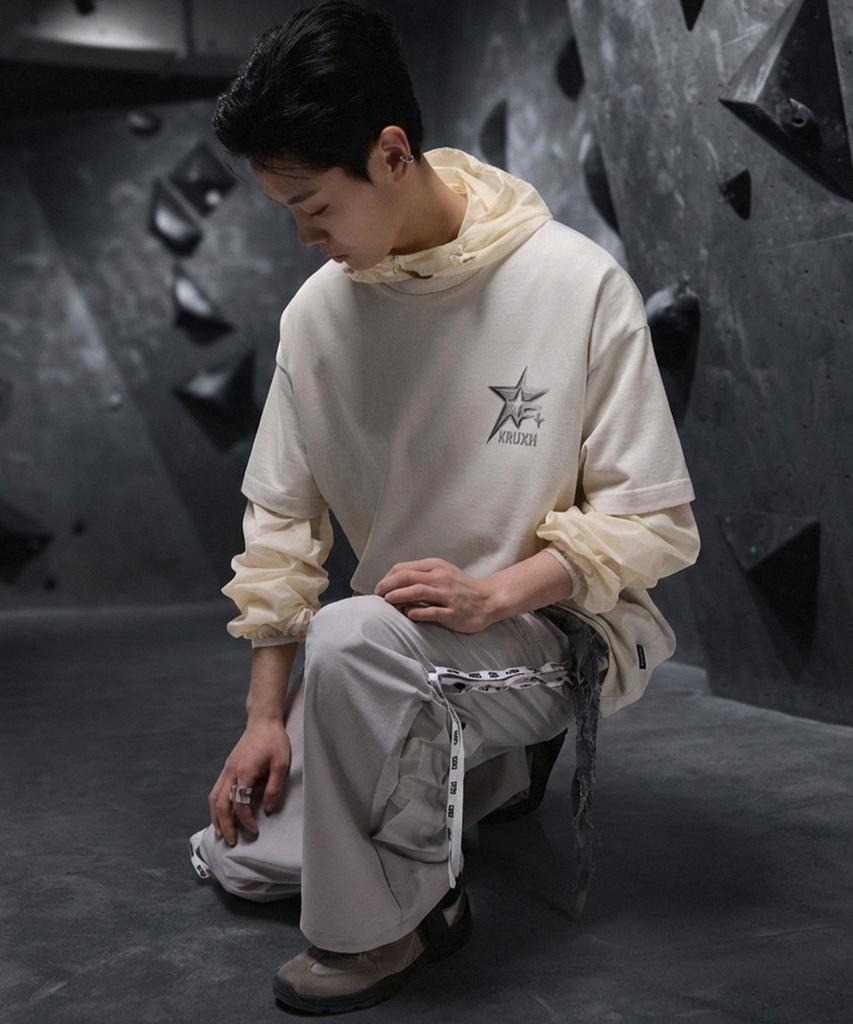 Keuleogsi Nice Print Drop Shoulder T-Shirt Putty Beige