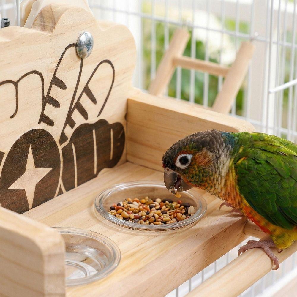 Splash Proof Bird Food Bowl Wall Mount Parrot Food Cup Stable Bird Station Stand Cage Accessories