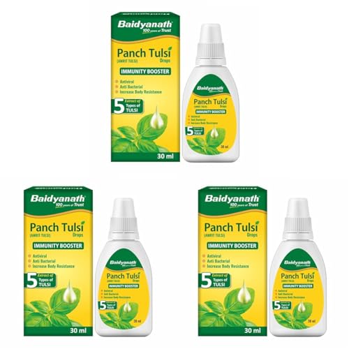 Baidyanath Ayurved Panch Tulsi Drops 30ml X Pack Of 3 Natural Immunity Booster With Five Types Of Tulsi
