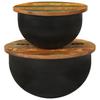 2 Piece Coffee Table Set Black Solid Reclaimed Wood