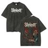 Unisex Fit Slipknot Washed T-Shirt Oversized Printed Round Neck Washed T-shirt
