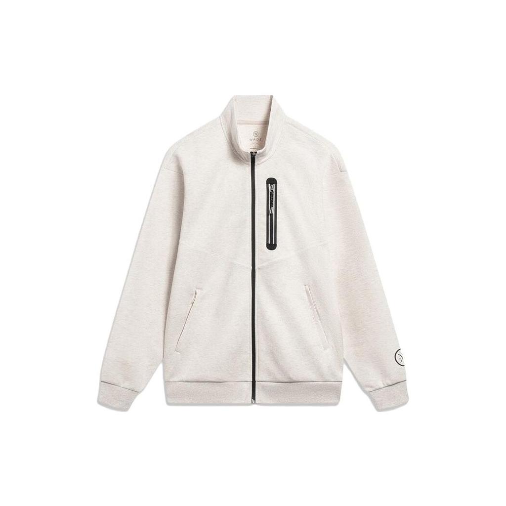 Li Ning Wade Series Jednobarevná mikina s logem s reflexním zipem a stojáčkem Pánská mikina Květinová šedá Tašková šedá AWDT151-6