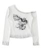 Top da Donna a Manica Lunga Autunno/Inverno Stile Streetwear Europeo-Americano Monospalla Stampa a Croce Vestibilità Aderente