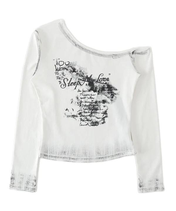 Top da Donna a Manica Lunga Autunno/Inverno Stile Streetwear Europeo-Americano Monospalla Stampa a Croce Vestibilità Aderente