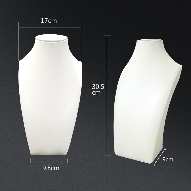 Wooden Thick Neck Jewelry Necklace Pendant Storage Display Stand White Leather Green Pink Purple Velvet Jewelry Display Props