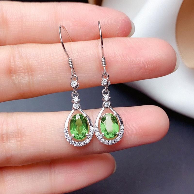 Huitan Chic Light Green Stone Dangle Earrings for Women Simple Stylish Design Girls Earrings Everyday Party Exquisite