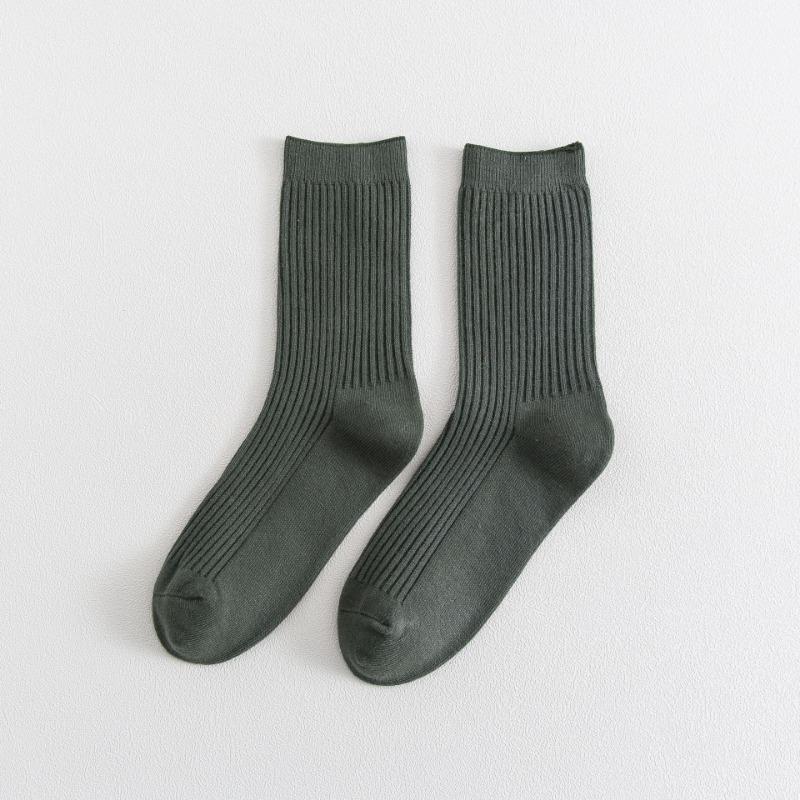 Men's Autumn and Winter New Solid Color All Match Smoke Strip Cotton Business Tube Socks