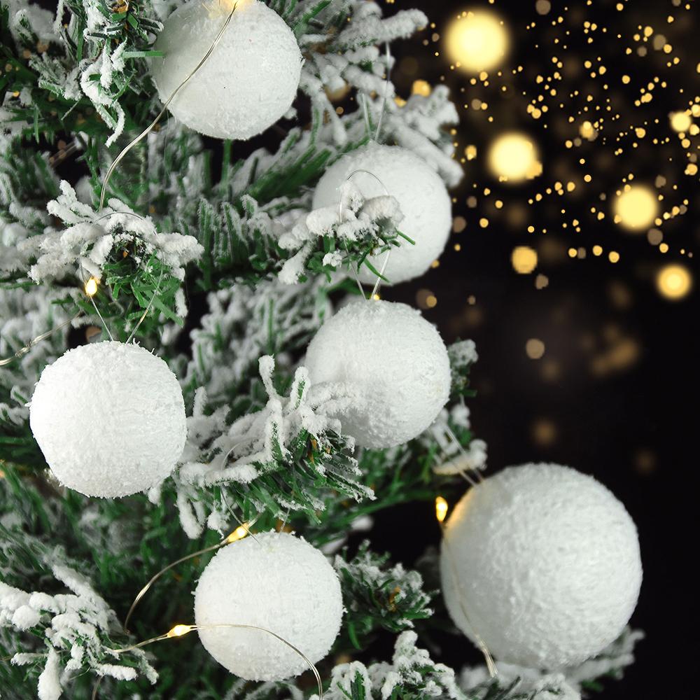 4-10cm Bola de Natal Branca Enfeite Pendente para Árvore de Natal Bolas Redondas de Espuma Artesanato DIY Decoração de Natal para Casa Ano Novo
