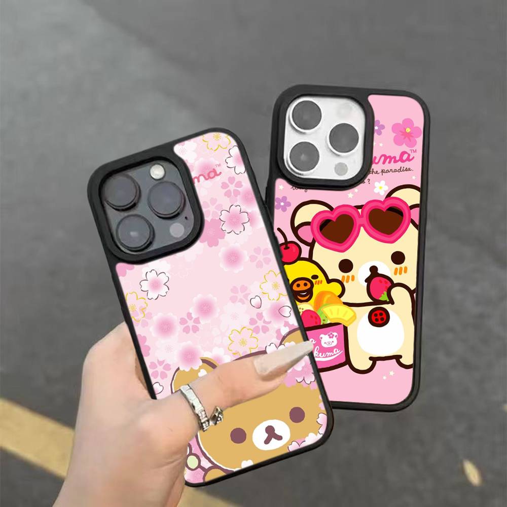 Anime Cute Cartoon Rilakkuma Movie For IPhone 17 16 15 14 13 12 11 Mini Pro Max Plus PC+TPU Back Phone Cover