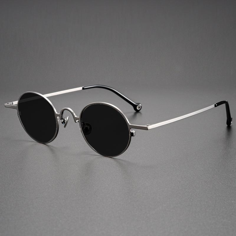 

Ultralight Pure Titanium Round Retro Frame Prescription Sunglasses Men Woman Polarized Driving Anti-Glare Diopter Myopia 0 To -6 -50