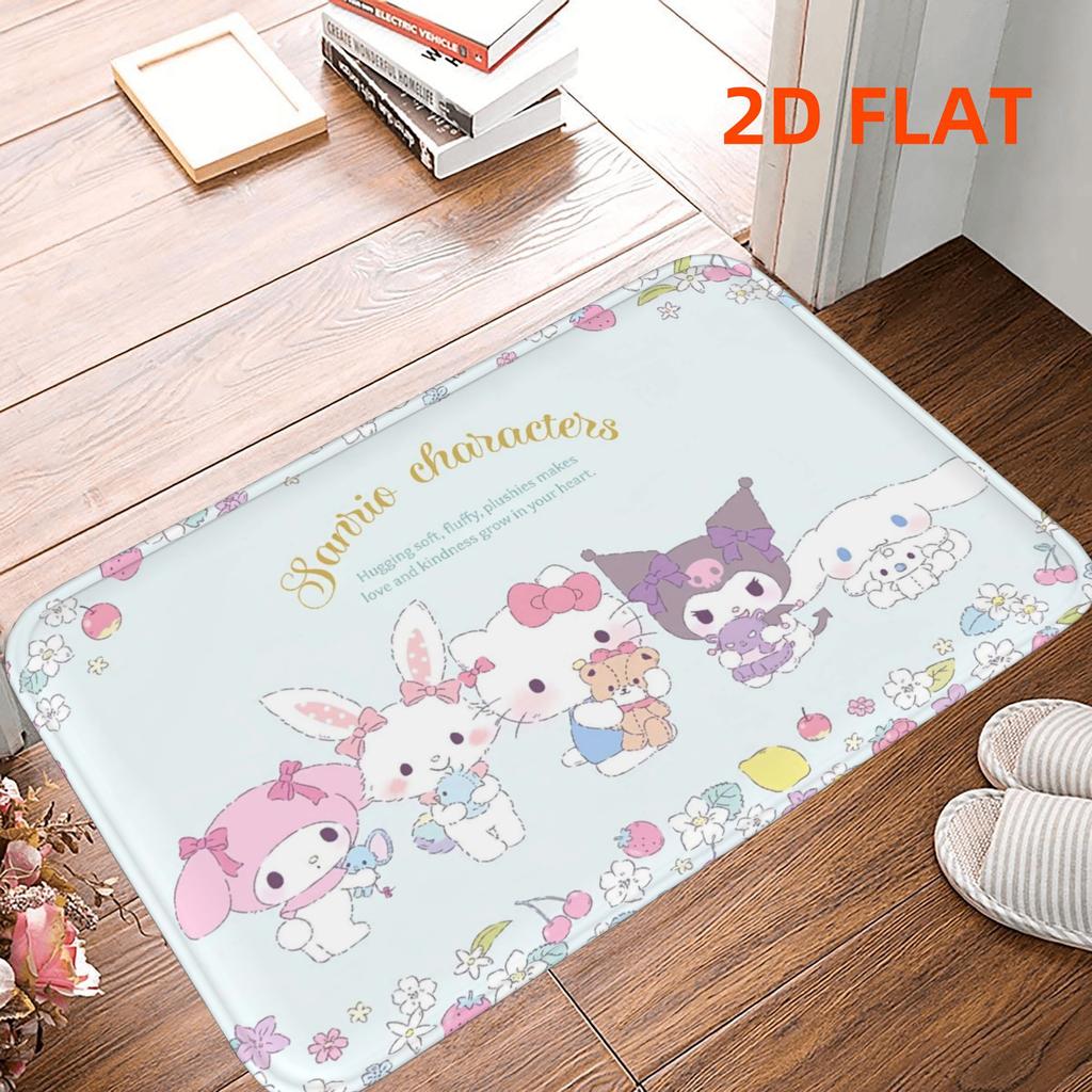 Sanrio Characters Doormat Hello Kitty My Melody Kuromi Cinnamoroll Non-Slip Absorbent Floor Mat for Entryway Bathroom Home Decor