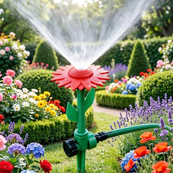 Sunflower Lawn Sprinkler Garden Hose Sprinkler with Spike Base Adjustable Sprinkler Nozzle for Large Area Coverage Irrigation Patio Yard Watering