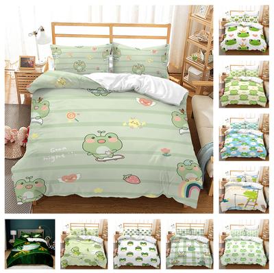 Juego de Cama de Rana 3D Animal Funda Nórdica Almohada para Niños Adolescentes Niños Tamaño Completo Funda de Edredón Suave Cubrecamas Individual/Doble
