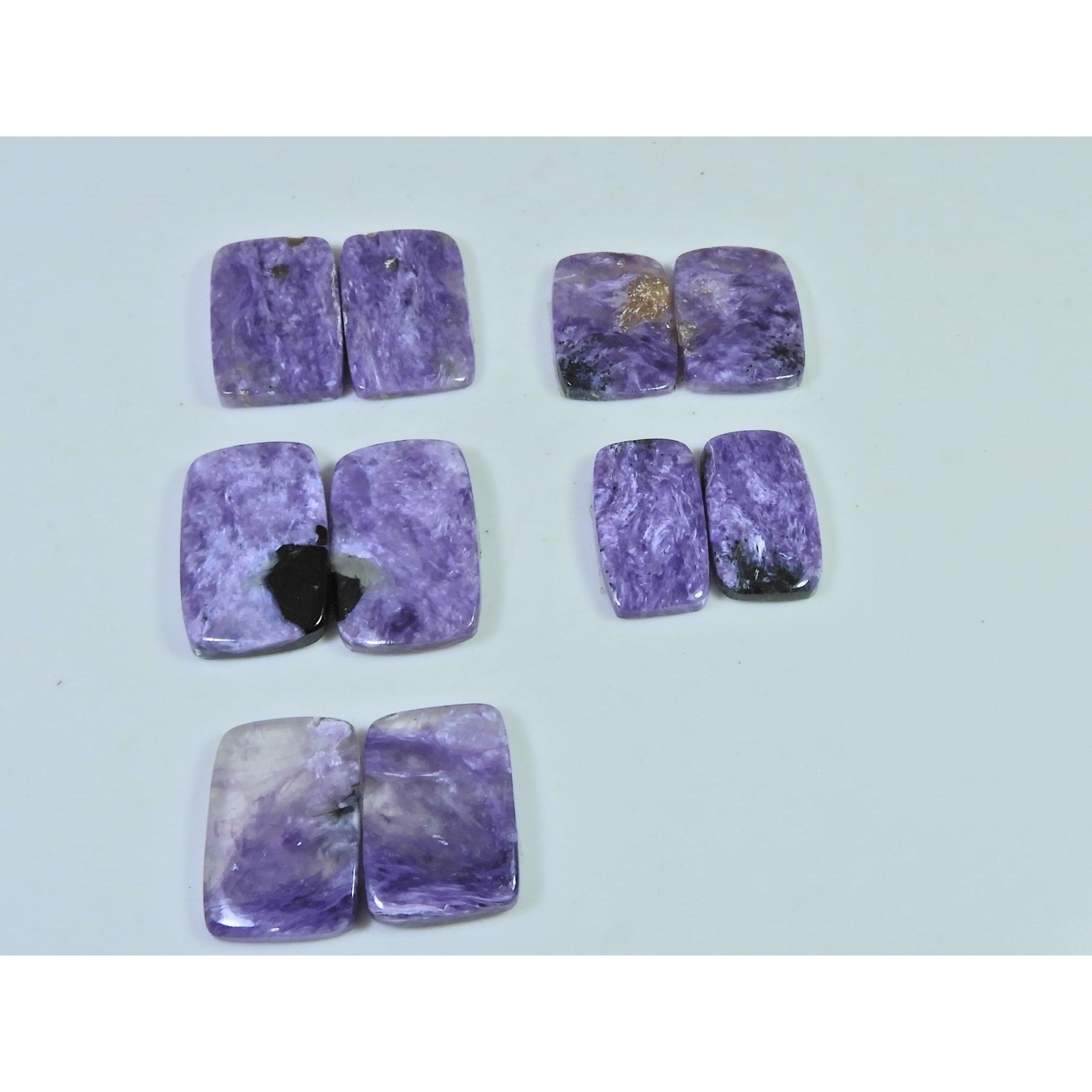 17-21MM Natural Purple Charoite Matched Pair Loose Gemstone 5 Pair Lot C-954