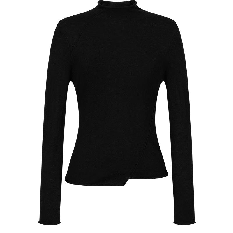 

JUZI Annakou Women s Elegant Semi-High Collar Wool Blend Knit Top L