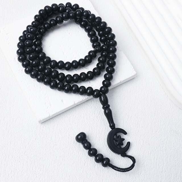 Middle East Saudi Star & Moon Prayer Beads - 99-Bead Car Hanging & Handheld Bracelet.