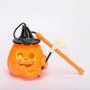 Portable Pumpkin Light Glowing Halloween Lantern, Jack O Lantern with Witch Hat Broom, Lightweight Prop Up Decor, Trick or Treat for Kids Party Decor