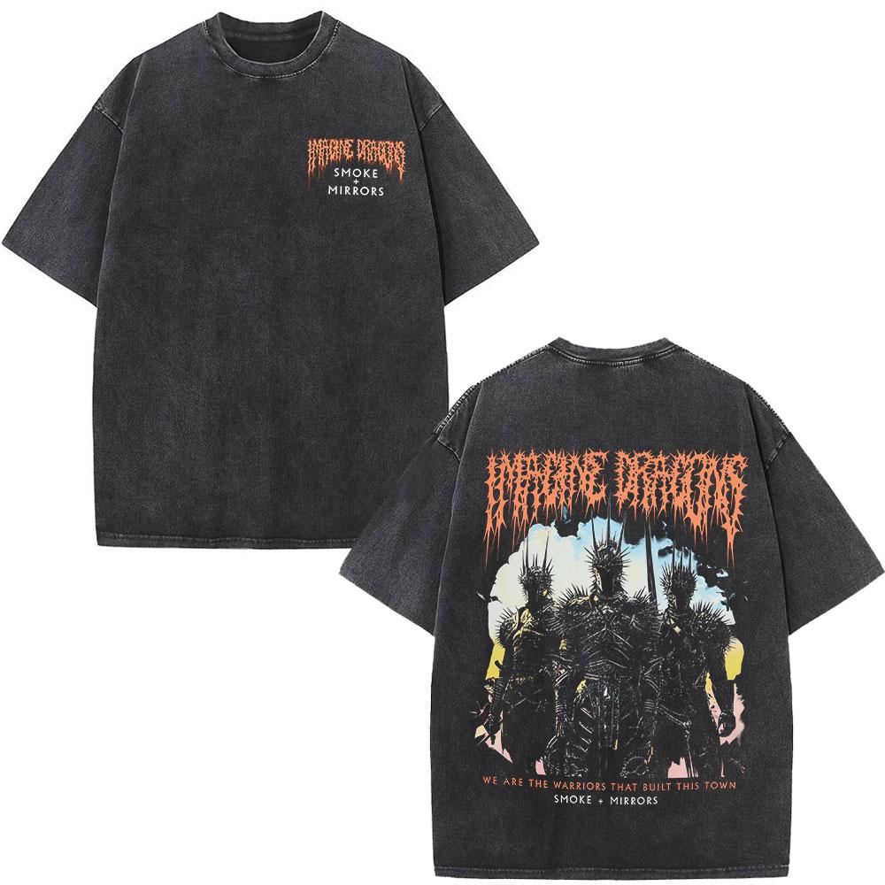 Imagine Dragons Loom World Tour Vintage Washed T Shirt Rock Band Tshirt Unisex Women Aesthetic Trendy Cotton Short Sleeve T Shirt