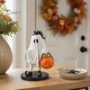 Statua di Fantasma con Zucca Statuetta Vintage di Halloween, Statuetta Spettrale Carina in Resina Collezione Artistica da Scrivania Secchio e Gatto Nero per Interni
