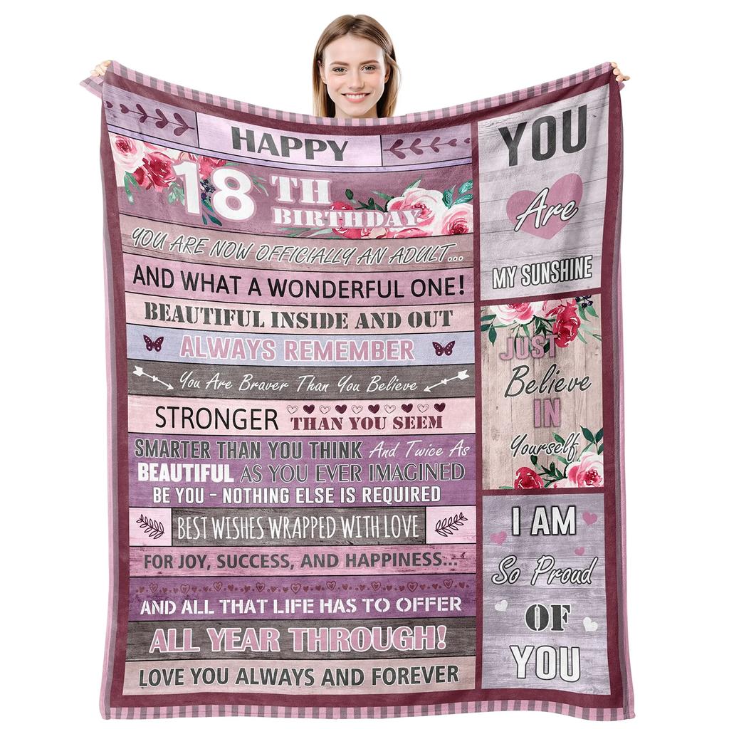 18th Birthday Gifts Ideas for Girls-Girls 18th Birthday Decor Blanket-Gift for 18 Year Old Girl-Gifts for Daughter Bestie Sister