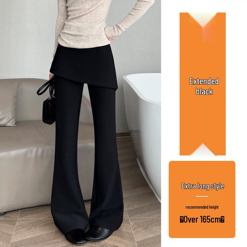 Women s Faux Two-Piece Micro-Flare High-Waisted Slimming Horseshoe Pants - Spring/Summer 2026 M