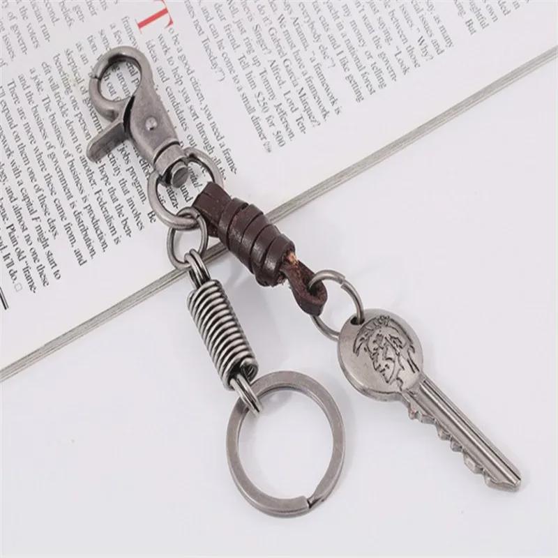 Herren Retro Kuhfell Schlüsselanhänger mit Legierungsanhänger - Beliebtes Touristensouvenir