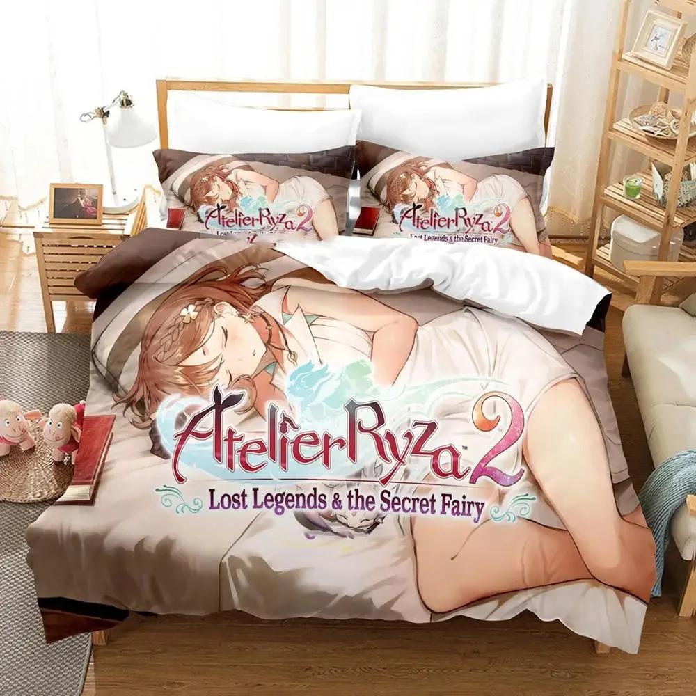 Anime Atelier Ryza Bedding Set Duvet Cover Bed Set Quilt Cover Pillowcase Comforter King Queen Size Boys Adult Bedding Set