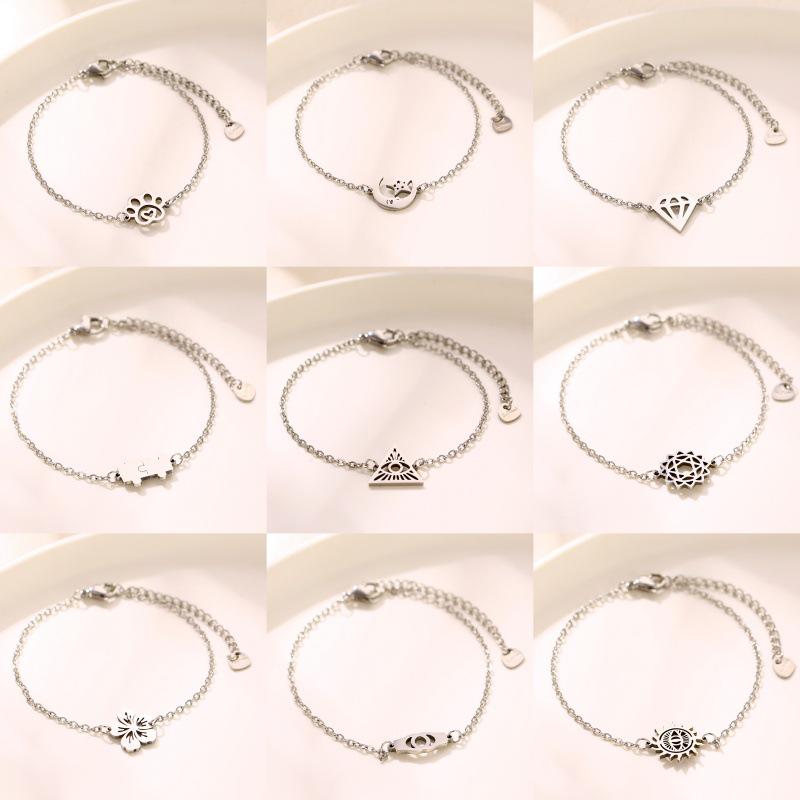 Stainless Steel Animal Fruit Bracelet - Kitten, Puppy, Strawberry Design