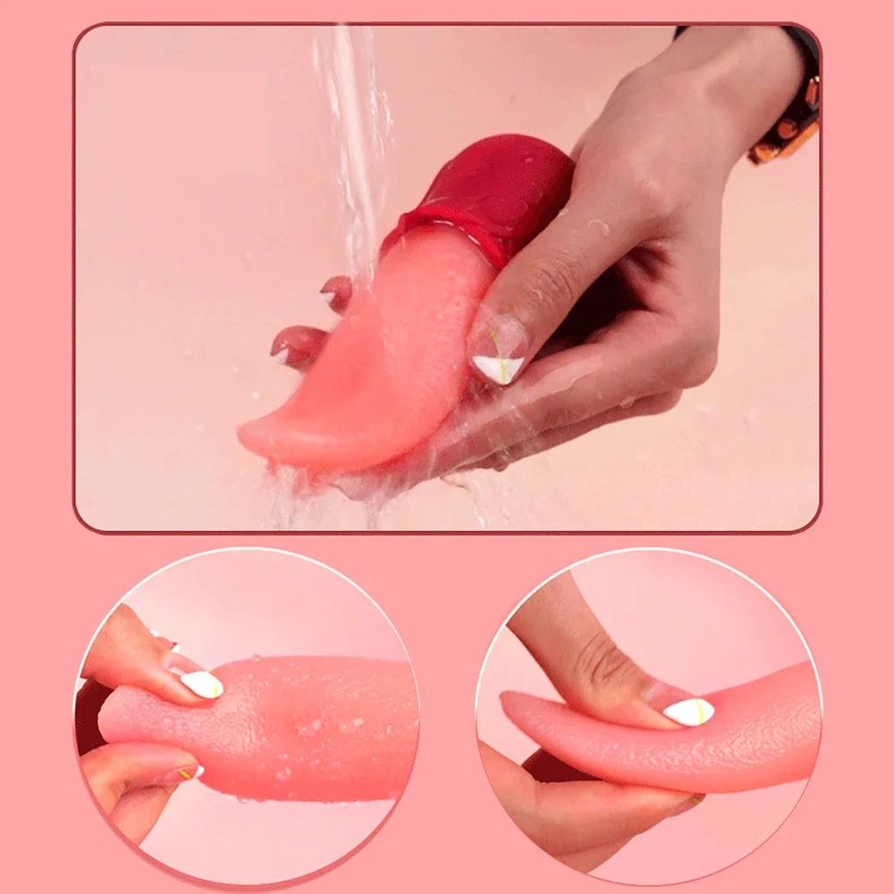 Rose Tongue Licking Vibrator for Women Nipples Clitoral Stimulator Vagina Massager Female Masturbator Vibrating Adult Sex Toys