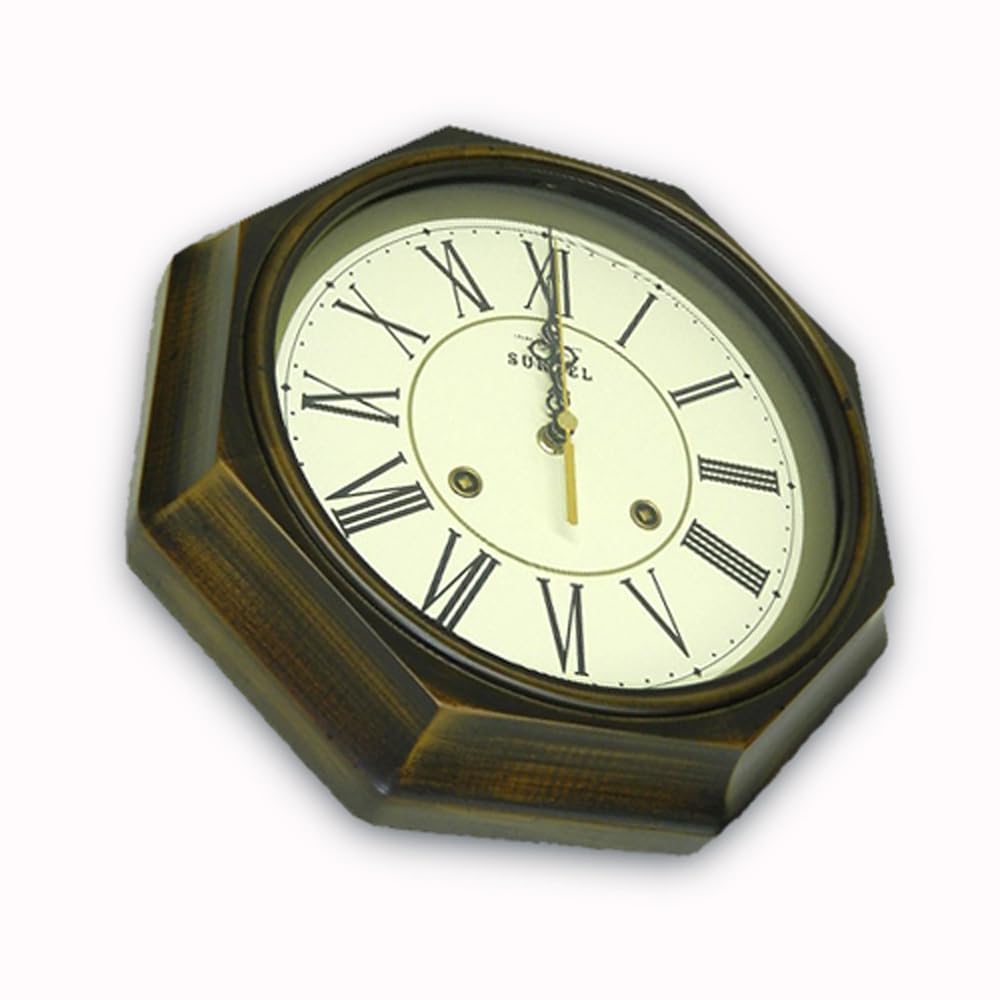 Santel Japanese Made EU Style Classical Wall Clock Antique Brown (Roman Letters) QL675-R