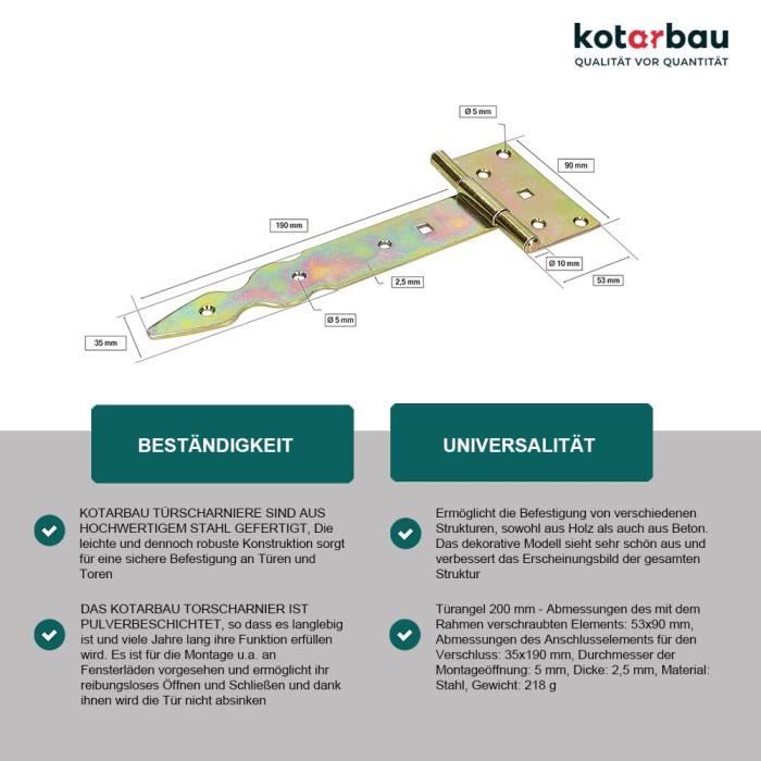 Decorative T-Hinge 200 Mm Yellow Galvanized - KOTARBAU®