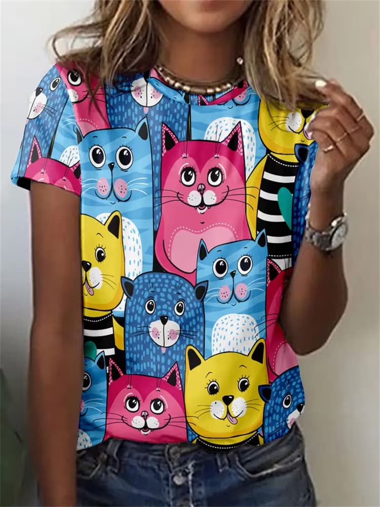3D Gedrucktes T-Shirt Für Damen Oversized T-Shirts Tops Sommer Neue Harajuku T-Shirts Y2k Tops Lockere Kurzarm Pullover Kleidung