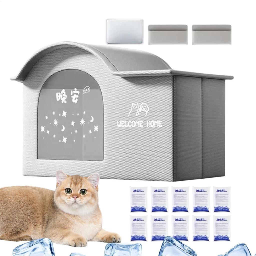 Cooling House For Cats Air Conditioned Sleeping Cat Kennel With 10 Ice Packs Pet cooling house cat pet ice house Pet Supplies