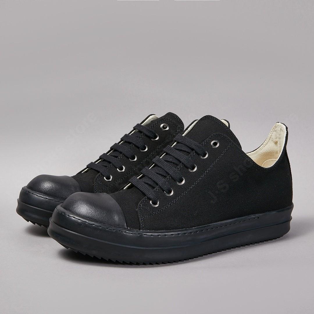 

R-o Design Men Shoe Women Sneakers Full Black Canvas Low Top Shoe Luxury Casual Sneaker Thick Sole Lace Up Luxury Flat Shoes 48
