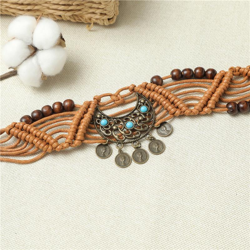 Ethnic Style Skirt, Boho Retro Braided Wax Rope DIY Women's Hanfu Belt