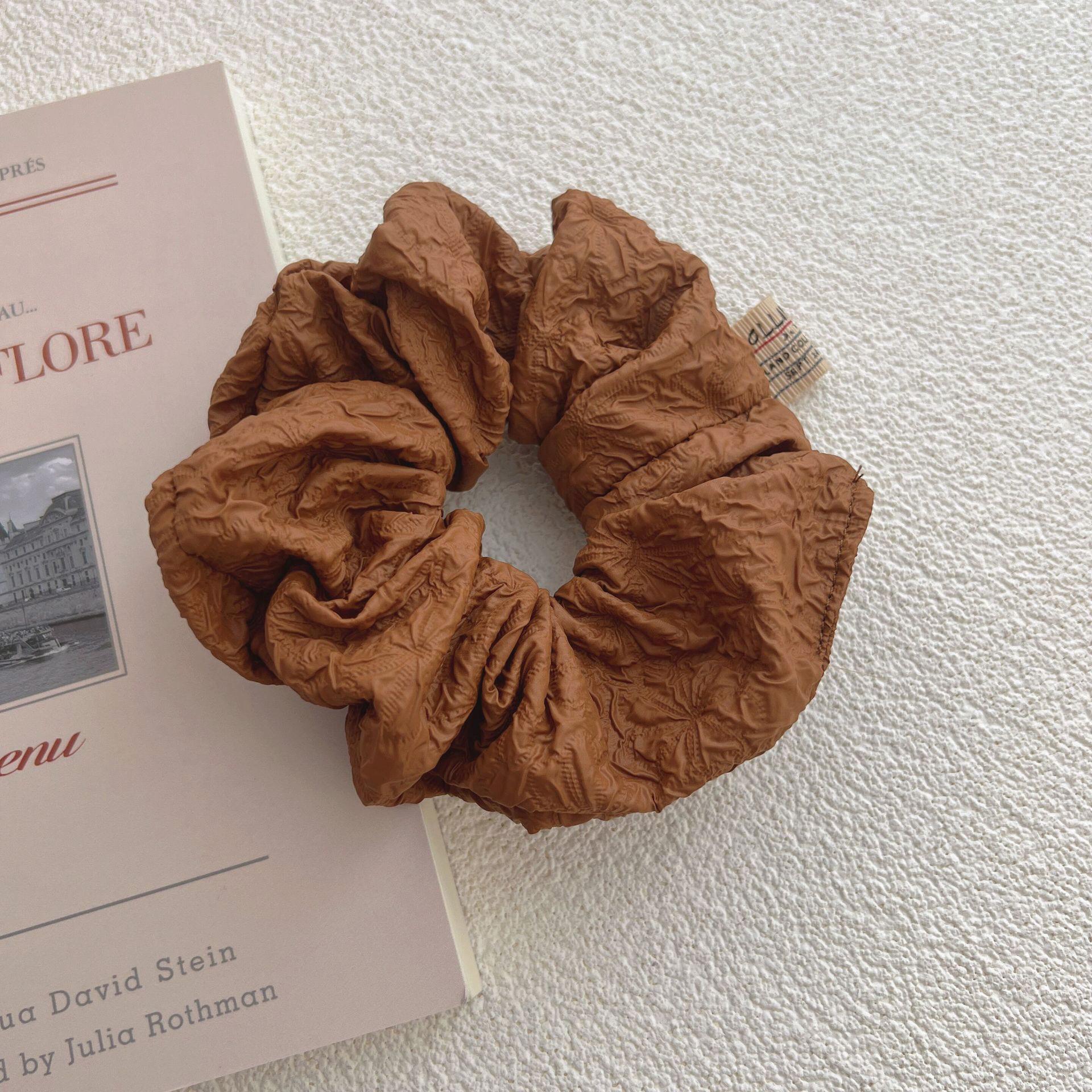 

Аксессуары для волос с фактурой морщинистых пузырьков, однотонные - резинка в корейском стиле кофейный