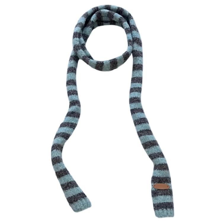 Knit Long Choker Striped Scarf for Women Harajuku Style for Jeans or Dresses