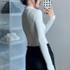 Deep V Long-sleeved Jumpsuit for Women Sexy Hot Girl Slim Fit Top Bottoming T-shirt