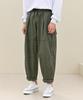 Jikeulib Elastic Waist Pintuck Flap Pocket Wide Cargo Pants