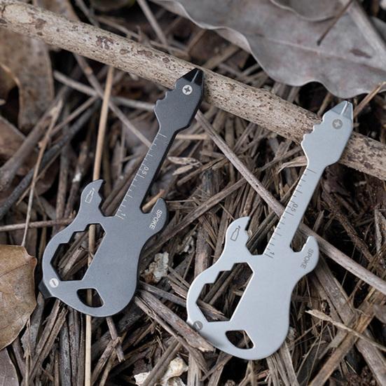 Guitar Shape EDC Screwdriver 12 in 1 Universal with Scale Multifunctional Carbon Steel Rust Resistant EDC Bottle Opener Home
