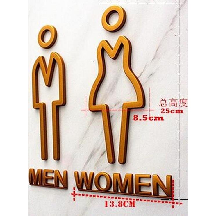 (Gold Bathroom Toilet Restroom Sign Door Accessories Symbol Sign Adhesive Backed Toilet Symbol Men's and Women's Bathroon Sign Set for Home Office