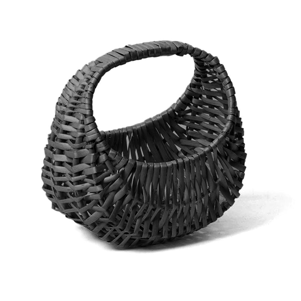 Durable With Handle Flower Basket Half Moon Hand-held Rattan Basket DIY Handmade Storage Container Home Decoration