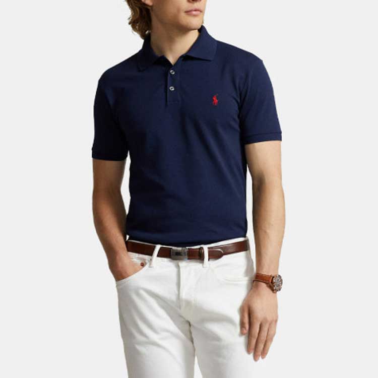 Polo Ralph Lauren Solid Color Logo Embroidered Short Sleeve Polo Shirt Men Tops Dark-Blue 710541705-009