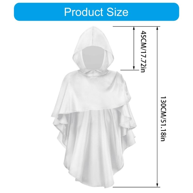 Renaissances Medieval Hooded Scarf Post Apocalyptic Shawl Scarf Shaman Cowl Dressing Up Cape Cosplay Halloween Costume